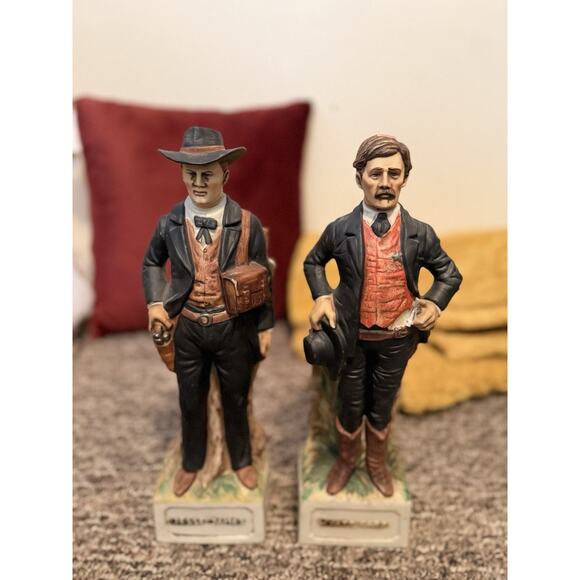 Vintage McCormick Whiskey Decanter Lot Jesse James Wyatt Earp Western Empty